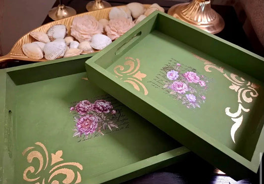 Sage Green Blossom Trays
